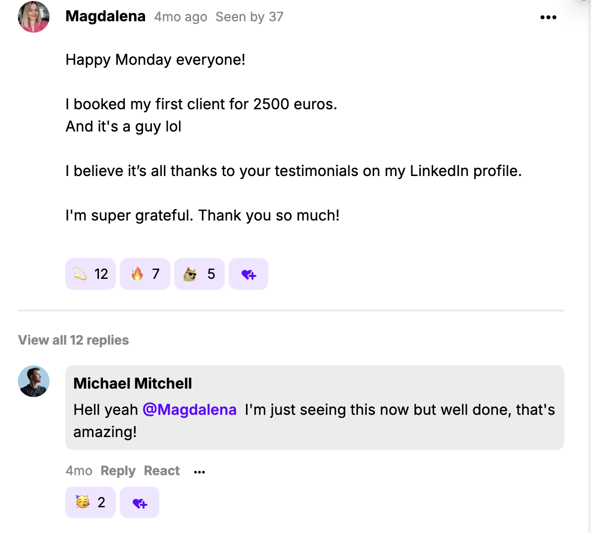 Magdalena — €2,500/month client